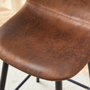 Brown Techno-Fabric Bar Chair Set - Two Pieces, Rounded Backrest, Black Metal Legs, Multiple Colors