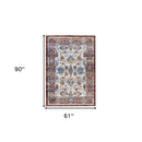 8' X 10' Ivory Brown and Orange Floral Power Loom Area Rug