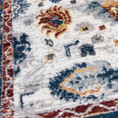 8' X 10' Ivory Brown and Orange Floral Power Loom Area Rug