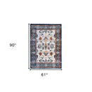 8' X 10' Ivory Brown and Orange Floral Power Loom Area Rug