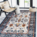 8' X 10' Ivory Brown and Orange Floral Power Loom Area Rug