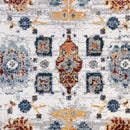 8' X 10' Ivory Brown and Orange Floral Power Loom Area Rug