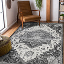 8' X 10' Gray Rust and Orange Medallion Power Loom Area Rug