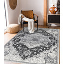 8' X 10' Gray Rust and Orange Medallion Power Loom Area Rug