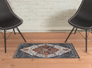 8' X 10' Gray Rust and Orange Medallion Power Loom Area Rug