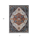 8' X 10' Gray Rust and Orange Medallion Power Loom Area Rug
