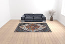 8' X 10' Gray Rust and Orange Medallion Power Loom Area Rug