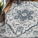 8' X 10' Gray Rust and Orange Medallion Power Loom Area Rug