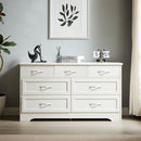 Modern 3 Drawer Bedroom Chest of Drawers with 7 Drawers Dresser, Clothes Organizer -Metal Pulls for Living Room, Bedroom, Hallway, White, 47.6" x 15.7" x 26.6"