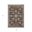 2' X 3' Navy Blue Floral Power Loom Area Rug With Fringe