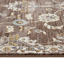 2' X 3' Navy Blue Floral Power Loom Area Rug With Fringe