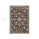 2' X 3' Navy Blue Floral Power Loom Area Rug With Fringe