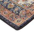 2' X 3' Navy Blue Floral Power Loom Area Rug With Fringe
