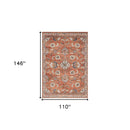 2' X 3' Navy Blue Floral Power Loom Area Rug With Fringe