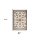 2' X 3' Navy Blue Floral Power Loom Area Rug With Fringe