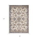 2' X 3' Navy Blue Floral Power Loom Area Rug With Fringe