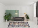 5' x 7' Light Gray Abstract Power Loom Area Rug