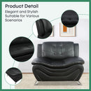 Leather Sofa Set 3 Piece With Loveseat And Armchair For Living Room Black