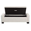 Textured Boucle Ottoman Bench with Hinged Lid for Seating and Storage in Beige, 50 Inches, Solid Wood