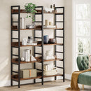 Rustic Brown 5 Tier Etagere Bookcase 71 In High 47 In Wide
