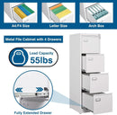 White 4 Drawer File Cabinet With Lock 16 Inch Deep