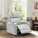 Modern PU Leather Power Recliner with Cooling Cup Holder, Bluetooth Speaker, LED Lights, USB Ports, Tray Table, Arm Storage, Grey