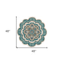 5' X 5' Green Round Wool Floral Hand Tufted Area Rug