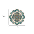5' X 5' Green Round Wool Floral Hand Tufted Area Rug