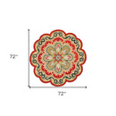 5' X 5' Green Round Wool Floral Hand Tufted Area Rug