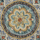 6' X 6' Blue Round Wool Floral Hand Tufted Area Rug