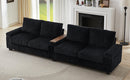 Modern 4-Seater Corduroy Sofa Couch with USB Ports and Hidden Storage in Black