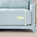 Elegant Two-Seater Sofa with Ottoman and Lumbar Pillows, Sky Blue Chenille, High-Quality Wood