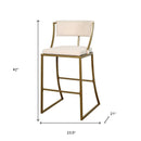 30" Beige And Antiqued Brass Steel Low Back Bar Height Bar Chair