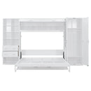 Queen Size Murphy Bed Wall Bed with Closet , Drawers and Shelves, White