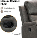 Grey Leather Recliner Chair With Cup Holders Living Room