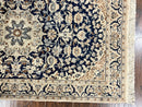 Persian Nain Rug 3x5, Floral Medallion Oriental Carpet, Very Fine Hand Knotted Handmade Wool and Silk Highlights Rug, Vintage Semi Antique