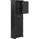 Tall Bathroom Storage Cabinet, Freestanding Storage Cabinet with Drawer and Adjustable Shelf, MDF Board with Painted Finish, Black