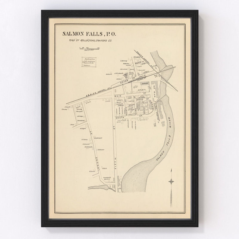 Vintage Map of Rollinsford, New Hampshire 1892
