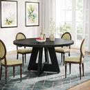 Farmhouse Round Dining Table 47 Inch Black For Four