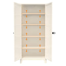 71'' 2 Shapely Door Cabinet With Lock, Metal Storage Cabinet with Doors and Adjustable Shelves, for Kitchen, Bedroom, Living Room(Beige)