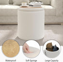 White Storage Ottoman Pouf With Hidden Compartment