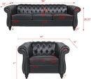 Modern Black Faux Leather Tufted Sofa and Chair Set
