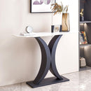 Modern Console Table, Exquisite shape design, Metal Frame with Adjustable foot pads for Entrance, Corridor, Living room & Office.(Black)