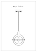 Hollywood Cube 1 Light Pendant // Gold
