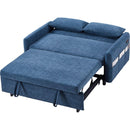 55.1' Pull Out Sleep Sofa Bed Loveseats Sofa Couch with Adjsutable Backrest, Storage Pockets, 2 Soft Pillows, USB Ports for Living Room, Bedroom, Apartment, Office, Blue (Old SKU: WF315689AAC)