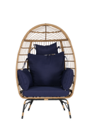 Wicker Egg Chair,Rattan Egg Chair Indoor Outdoor,Oversized Large Egg Chairs 600lbs with Ottoman and Thick Cushions for Porch, Backyard, Balcony
