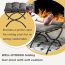 15 Inch Foldable Foot Stool Ottoman Charcoal Gray Washable