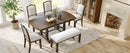 6-Piece Dining Table Set, 60inch to 78inch Extendable Wood Dining Table with Removable Leaf, Kitchen Table Set with 4 Upholstered Side Chair and Bench, Dining Table Set for 6 (Brown)