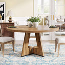 Round Dining Table Wood 47 Inch Burlywood Finish Farmhouse