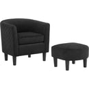 Modern Accent Chair,Upholstered Arm Chair Linen Corduroy Single Sofa Chair with Ottoman Foot Rest Comfy Armchair for Living Room Bedroom and Office,Black